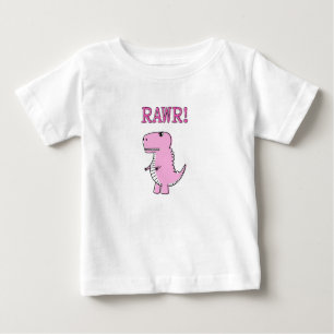 T-shirt Pour Bébé Cartoon T-Rex Dinosaur Mignonne Et Rose En Colère