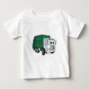 T-shirt Pour Bébé Cartoon vert blanc souriant à ordures