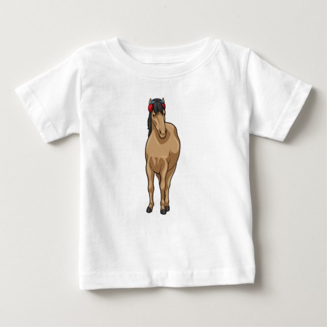 T-shirt Pour Bébé Casque Audio Musique Cheval (Devant)