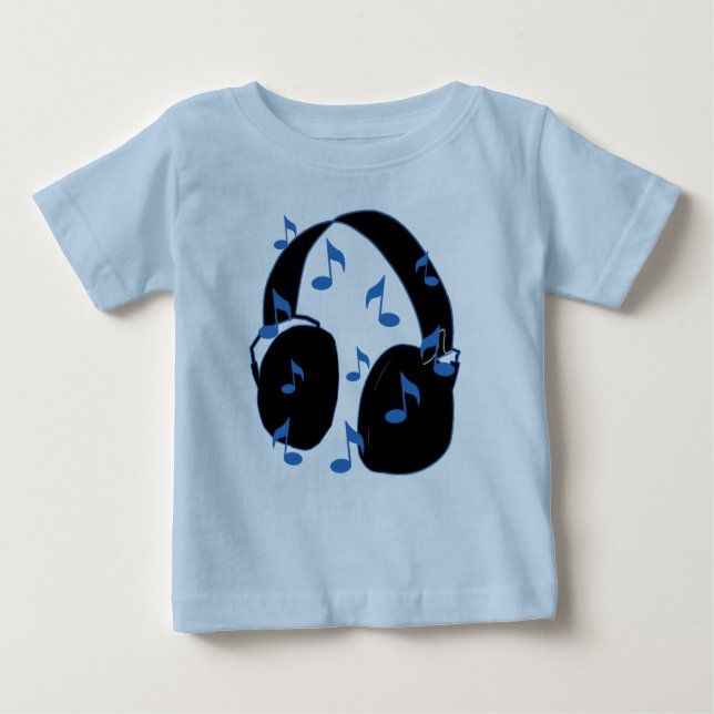 T-shirt Pour Bébé Casque avec les notes musicales pour le bébé dans (Devant)