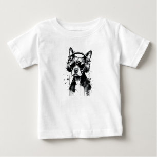 T-shirt Pour Bébé Casque de chien cool Cute Animaux de compagnie enc