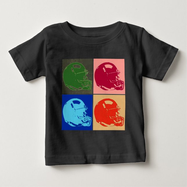 T-shirt Pour Bébé Casque de Football Art Pop Quatre Couleurs (Devant)
