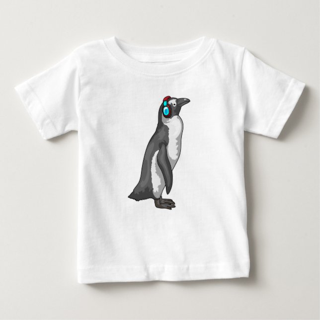 T-shirt Pour Bébé Casque de musique Penguin (Devant)
