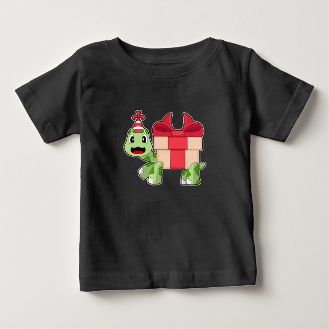 T-shirt Pour Bébé Casquette de la fête d'anniversaire de la tortue (Devant)