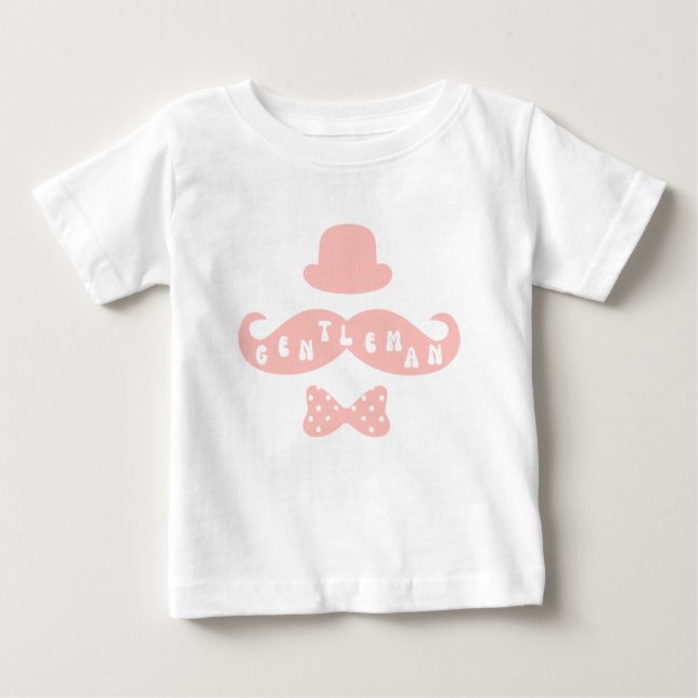 T-shirt Pour Bébé Casquette rose Moustache Décontracté bébé garçon T (Devant)