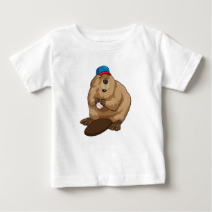 T-shirt Pour Bébé Castor au baseball avec baseball