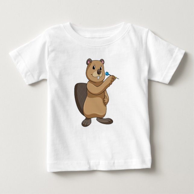 T-shirt Pour Bébé Castor aux fléchettes avec fléchette (Devant)