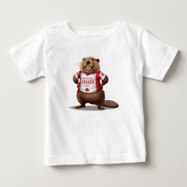 T-shirt Pour Bébé Castor Canadien Fête du Canada (Devant)
