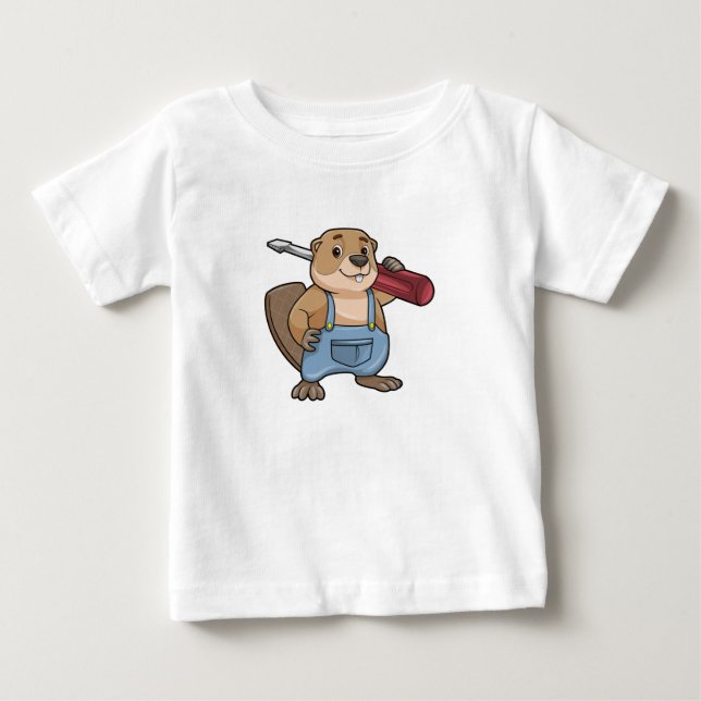 T-shirt Pour Bébé Castor comme artisan avec clé (Devant)