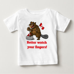 T-shirt Pour Bébé Castor de curling avec drapeau