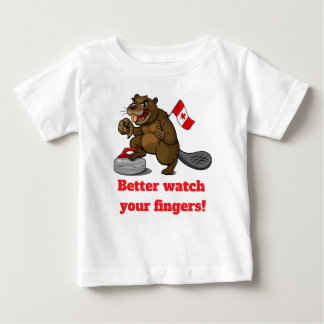 T-shirt Pour Bébé Castor de curling avec drapeau