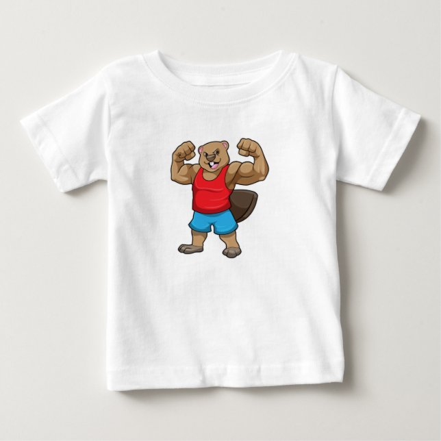 T-shirt Pour Bébé Castor en Bodybuilder avec gros bras (Devant)