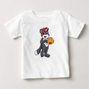 T-shirt Pour Bébé Cat à base-ball avec ballon de baseball