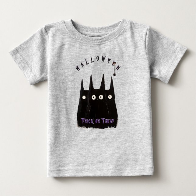 T-shirt Pour Bébé Cat and Halloween, personalized (Devant)