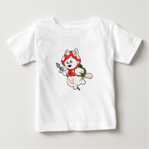 T-shirt Pour Bébé Cat as Mushroom picker with Mushroom
