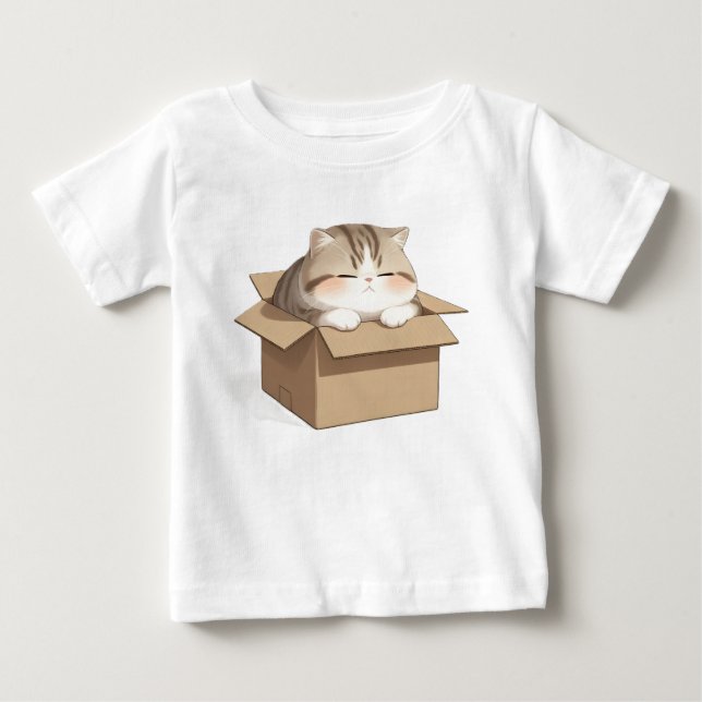 T-shirt Pour Bébé Cat in the Box  (Devant)