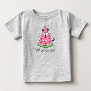 T-shirt Pour Bébé Cat Watermelon Drôle Carton
