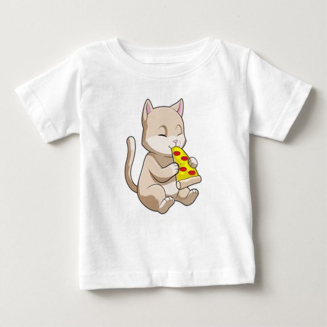T-shirt Pour Bébé Cat with Pizza (Devant)