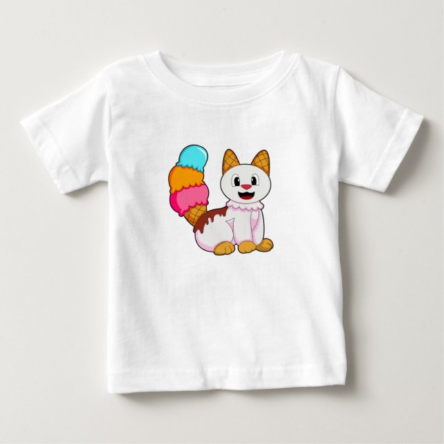 T-shirt Pour Bébé Cat with popsicle (Devant)