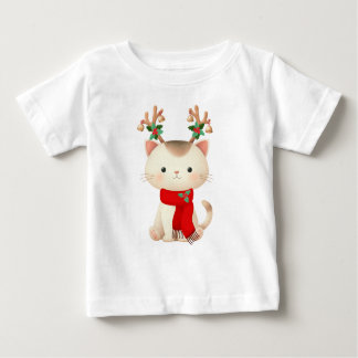 T-shirt Pour Bébé Cat with Reindeer Antlers