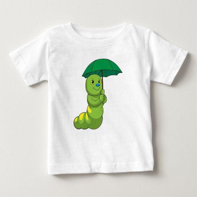 T-shirt Pour Bébé Caterpillar à la pluie avec parapluie (Devant)