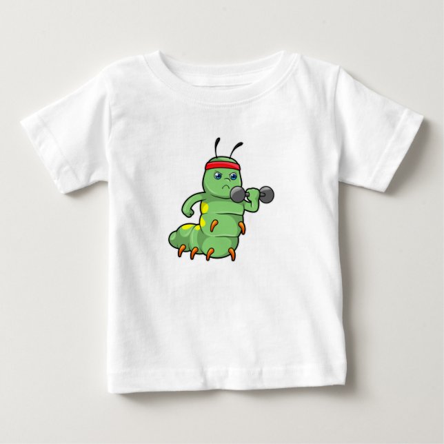 T-shirt Pour Bébé Caterpillar at Strength entraînement avec Dumbbell (Devant)