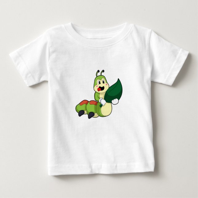 T-shirt Pour Bébé Caterpillar avec feuille (Devant)