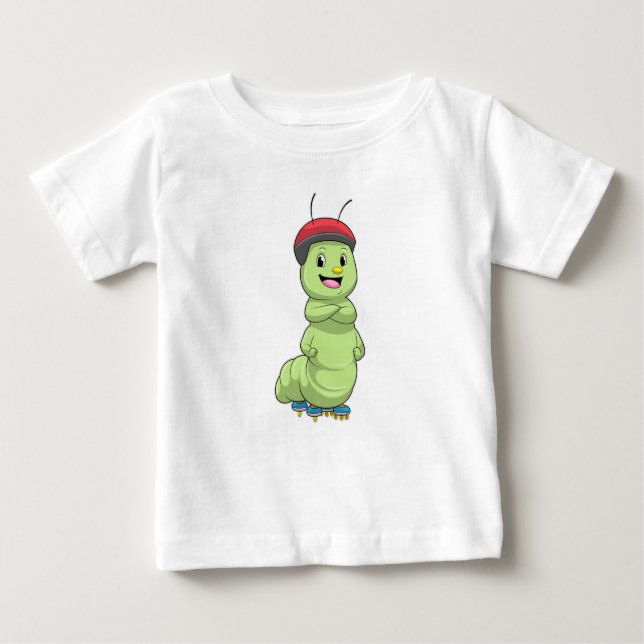 T-shirt Pour Bébé Caterpillar comme Patineur en ligne avec Roller sk (Devant)