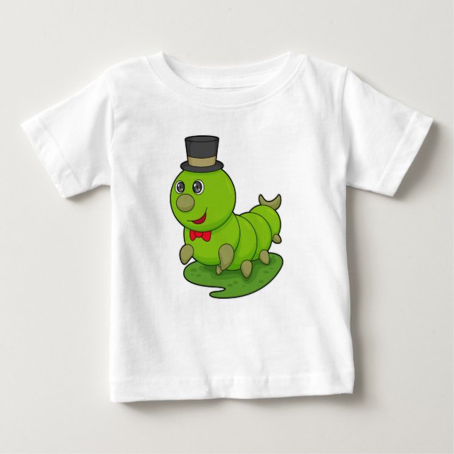 T-shirt Pour Bébé Caterpillar en Gentleman avec Cylindre (Devant)