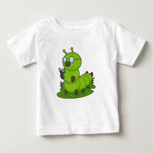 T-shirt Pour Bébé Caterpillar Nerd avec lunettes et livre
