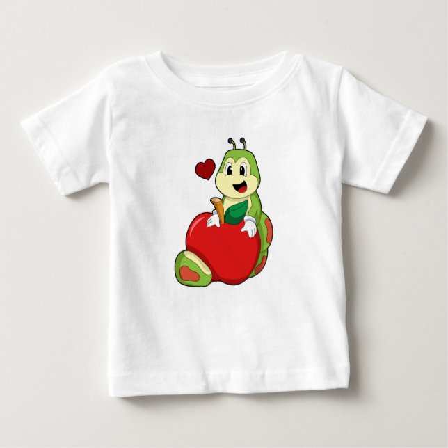 T-shirt Pour Bébé Caterpillar with Apple (Devant)