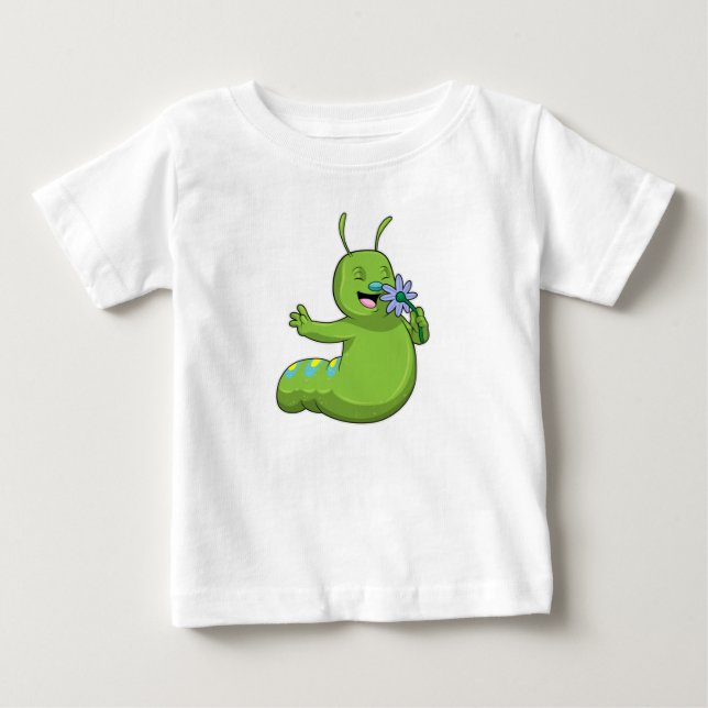 T-shirt Pour Bébé Caterpillar with Flower (Devant)