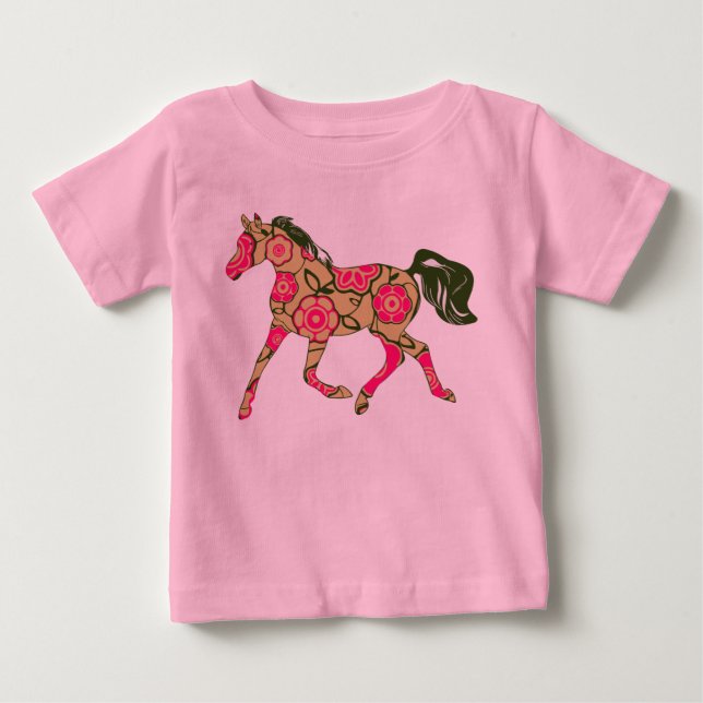 T-shirt Pour Bébé Cavalier floral (Devant)