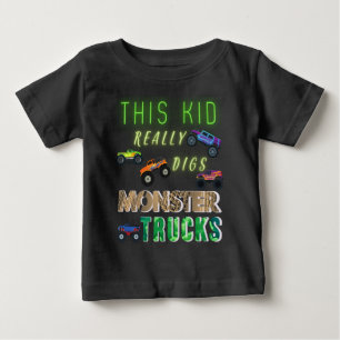 T-shirt Pour Bébé Ce gamin adore vraiment les monstres trucks