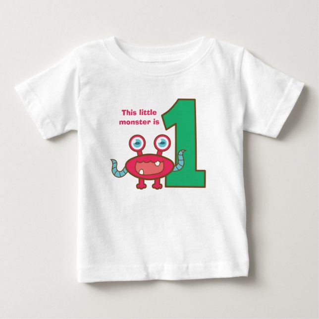 T-shirt Pour Bébé Ce petit monstre a un ans, le premier anniversaire (Devant)
