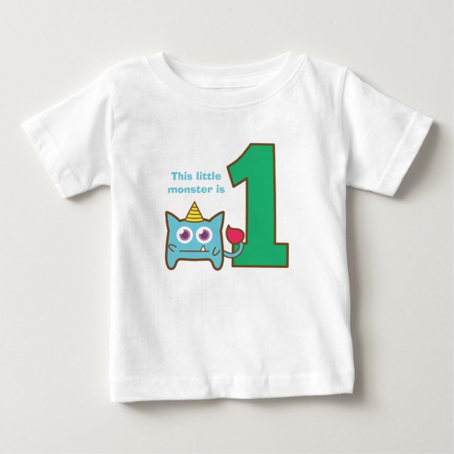 T-shirt Pour Bébé Ce petit monstre a un ans, le premier anniversaire (Devant)