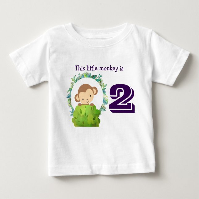 T-shirt Pour Bébé Ce Petit Singe Mignonne Safari Anniversaire (Devant)