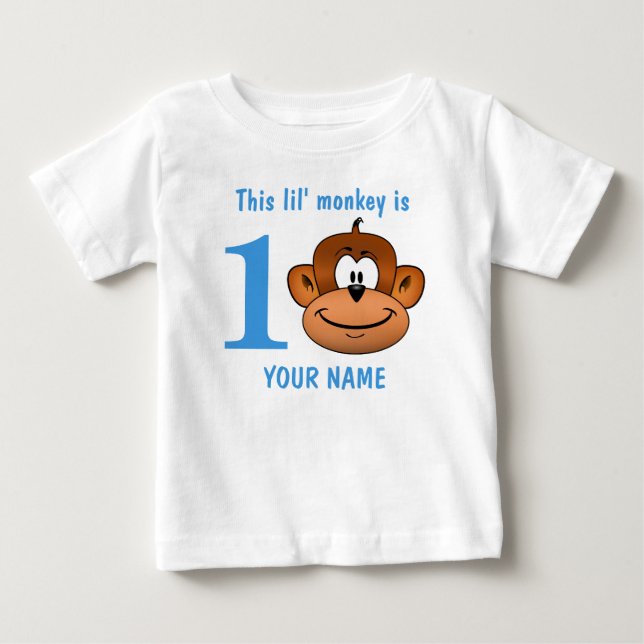 T-shirt Pour Bébé Ce singe de Lil est de l'un premier anniversaire (Devant)