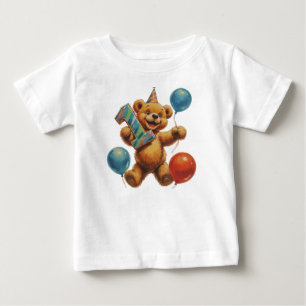 T-shirt Pour Bébé Célébration d'anniversaire d'un ours en peluche mi