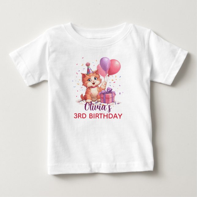 T-shirt Pour Bébé Célébration de chats Kitty Anniversaire (Devant)