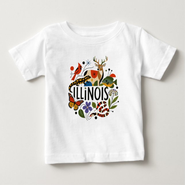 T-shirt Pour Bébé Célébration de la nature et de la faune de l'Illin (Devant)