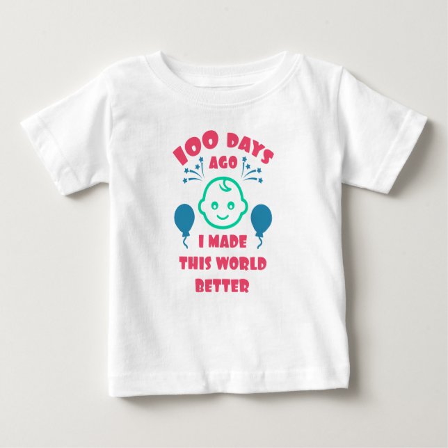 T-shirt Pour Bébé Célébration des 100 jours du bébé |Baby shower du  (Devant)