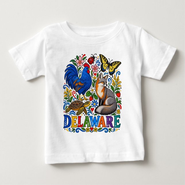 T-shirt Pour Bébé Célébration folklorique de la faune du Delaware (Devant)