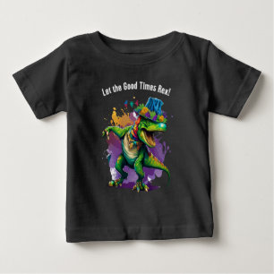 T-shirt Pour Bébé Célébrez Mardi Gras avec Dancing T Rex Dinosaur