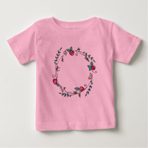 T-shirt Pour Bébé Cercle de Rosebuds sur Pink Tutu