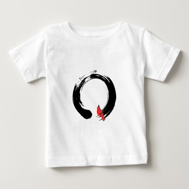 T-shirt Pour Bébé Cercle Enso avec cardinal rouge (Devant)