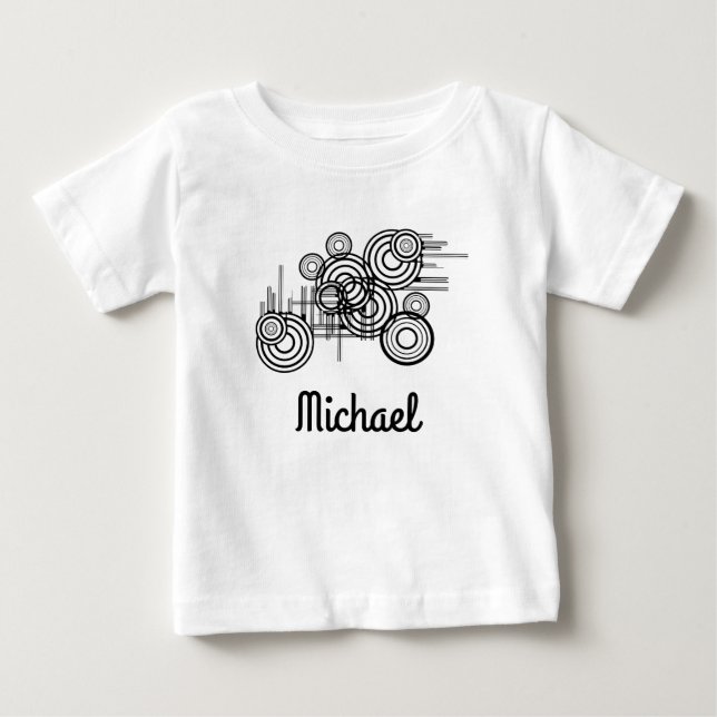 T-shirt Pour Bébé Cercles noirs de différentes tailles (Devant)