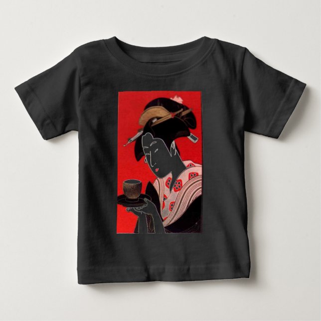 T-shirt Pour Bébé Cérémonie japonaise du thé de dame Art Imprimer (Devant)