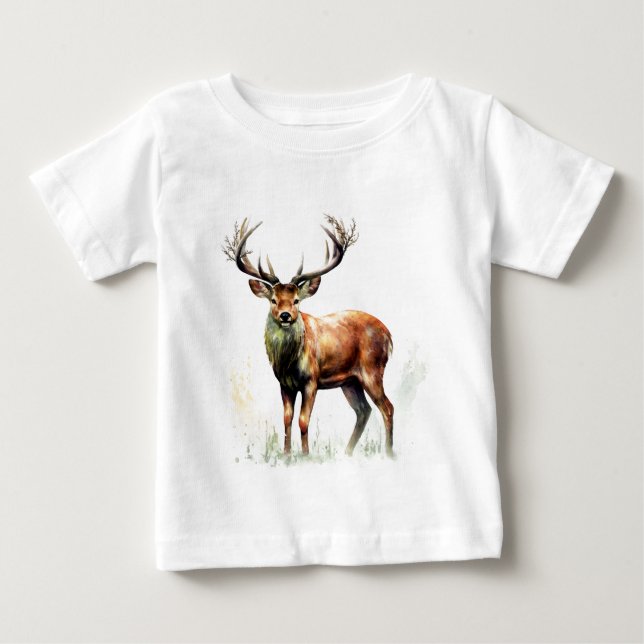T-shirt Pour Bébé Cerf énorme avec un panache  (Devant)