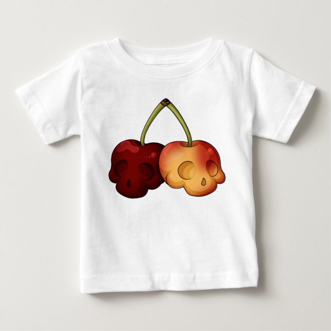 T-shirt Pour Bébé Cerisier doux mortel Crâne bébé (Devant)